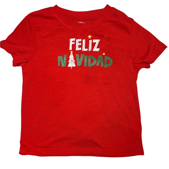 Red Feliz Navidad Kids T-Shirt - Picture 1 of 1